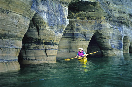 Lake Superior Sea Caves
carved and shaped by thousands of years of the forces of nature.  A testament to the pounding surf of Lake Superior.